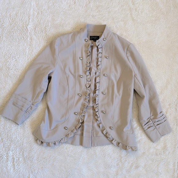 3/$60 Beige Ruffle Silver Button Blazer - Picture 2 of 9
